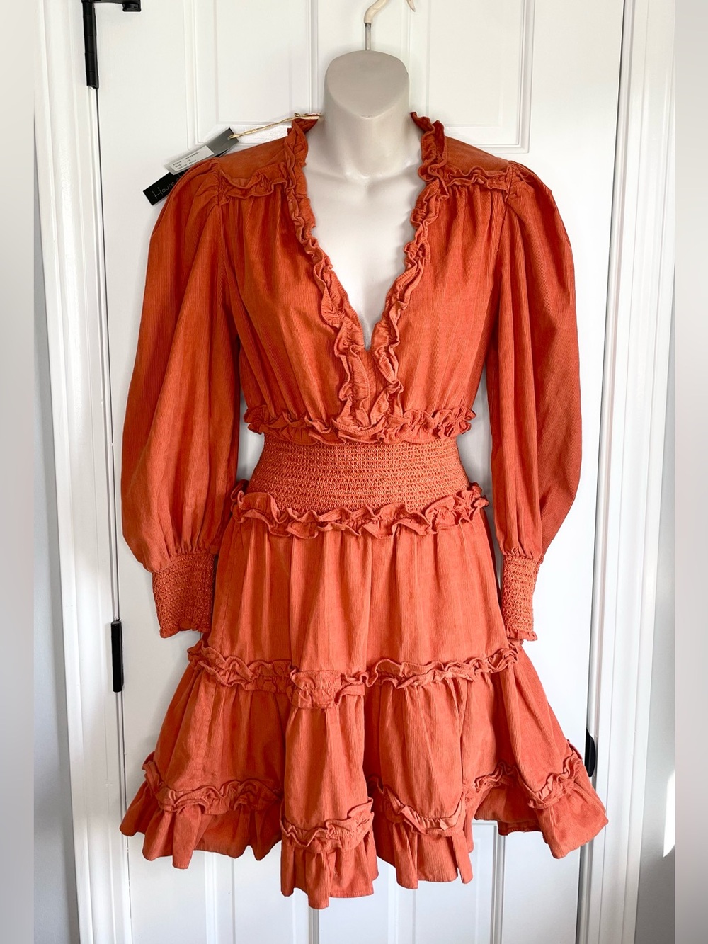 Women's Ruffle Tiered Orange Dress